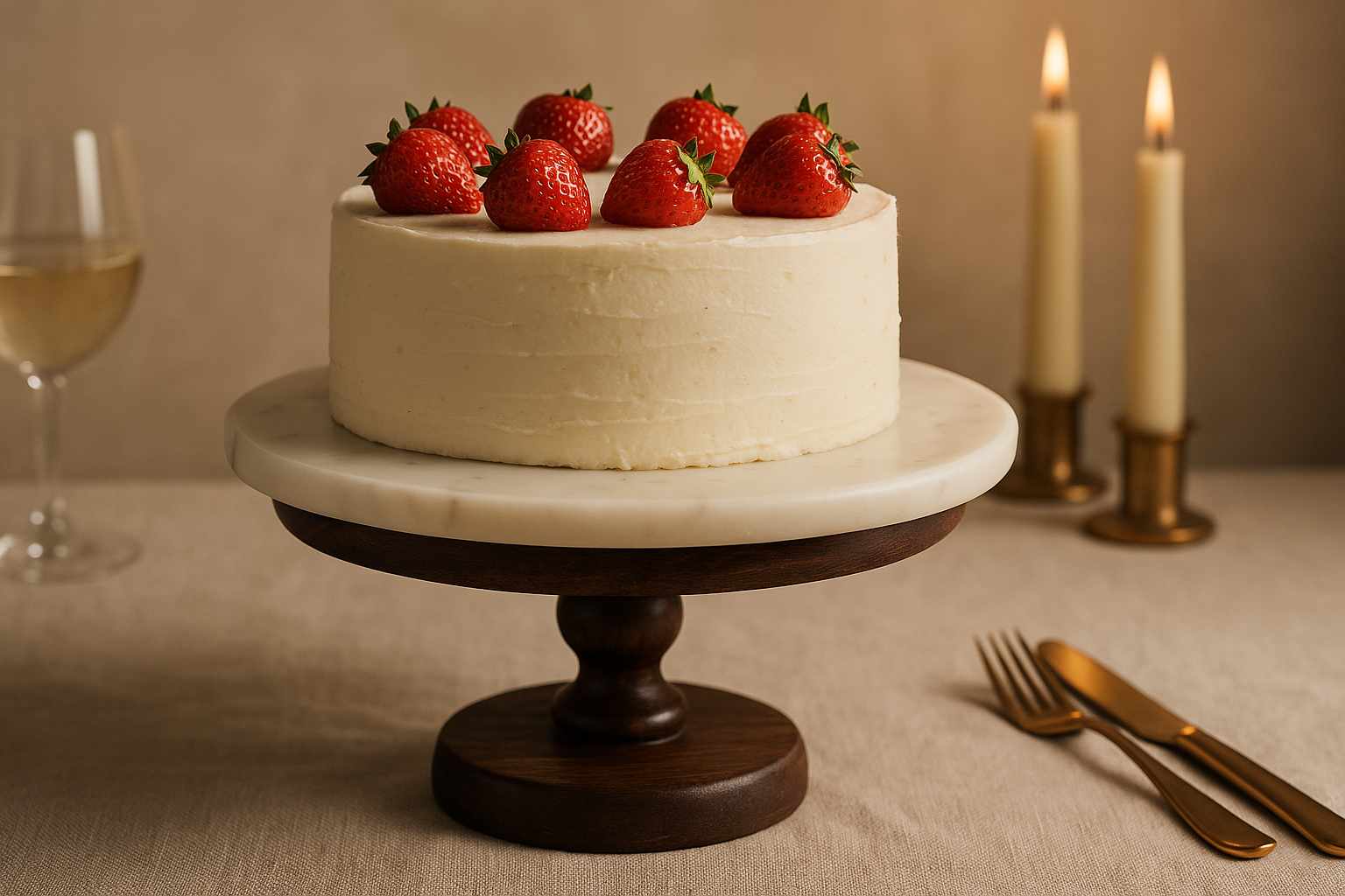 Marbello Marble & Wooden Cake Stand