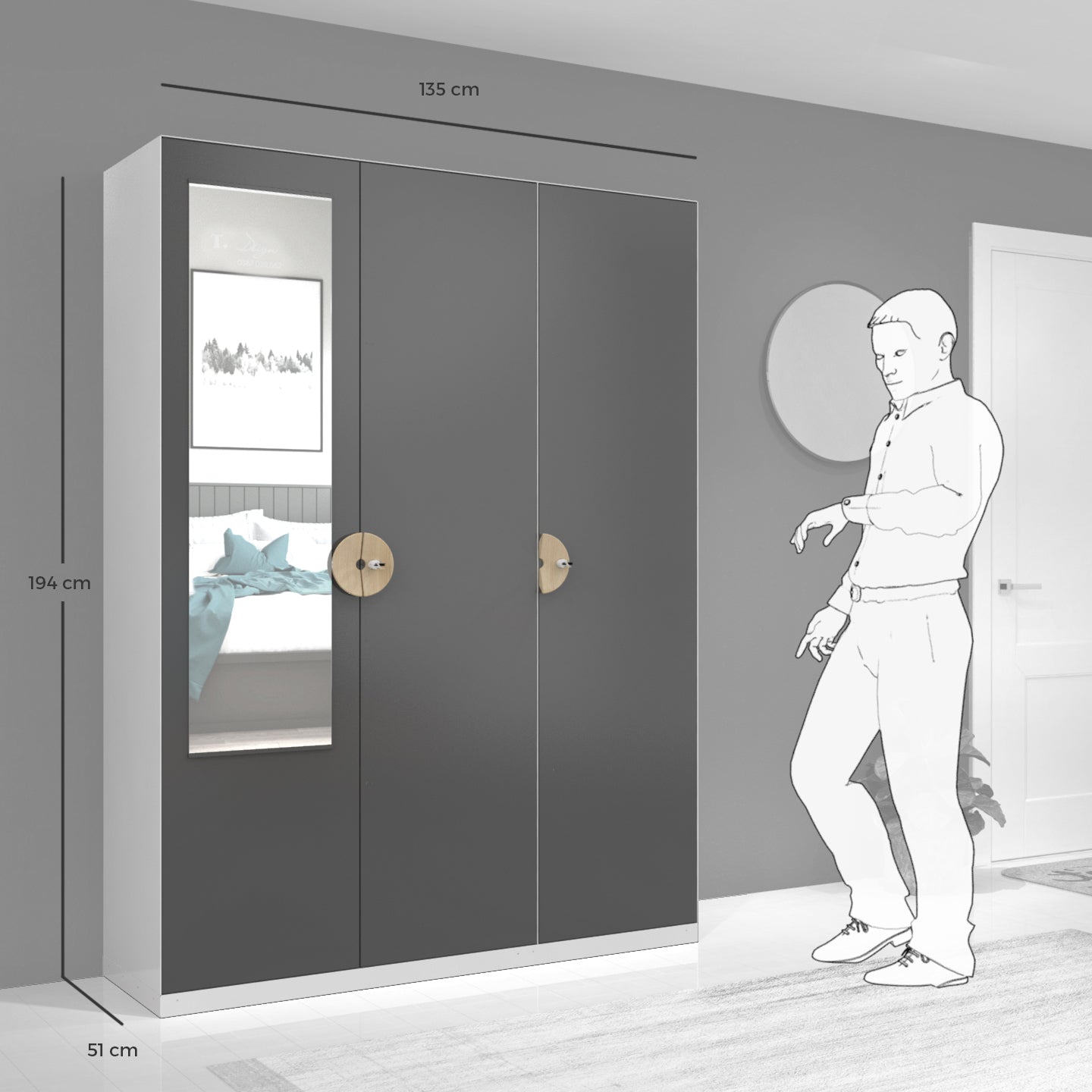 Chic 3 door (with Mirror)