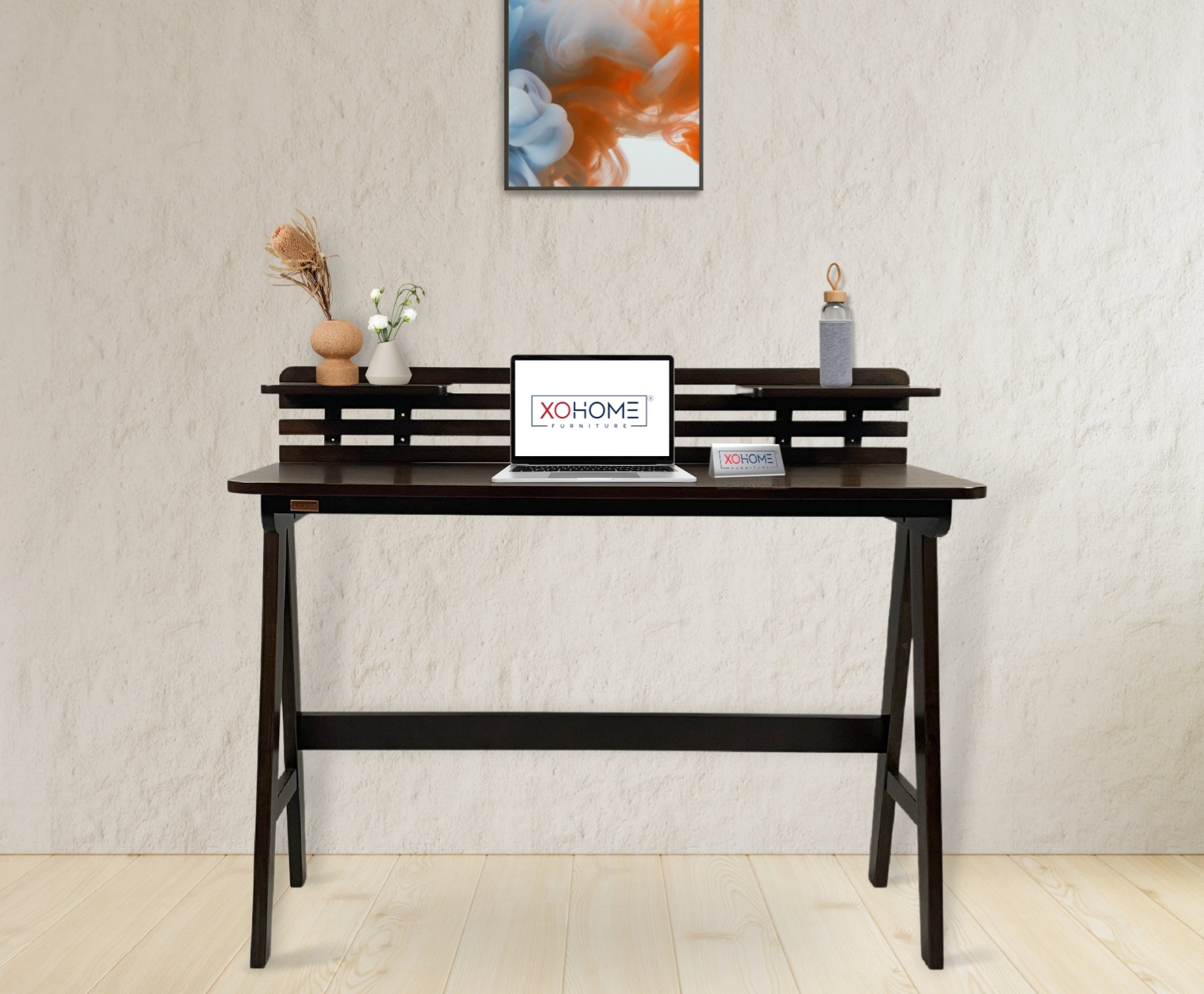 Solid wood compact table for study or home office