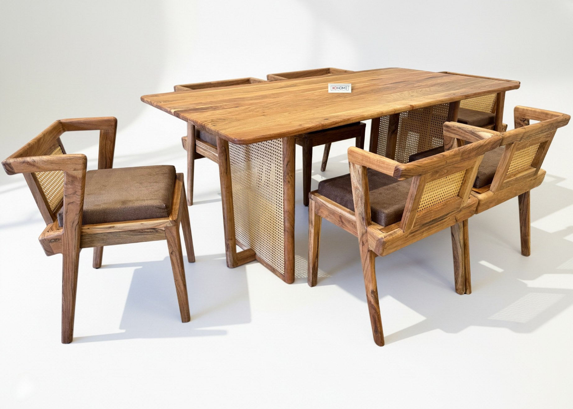 XOHOME INDRA RATTAN DINING SET PLACED IN A WHITE BACKGROUND