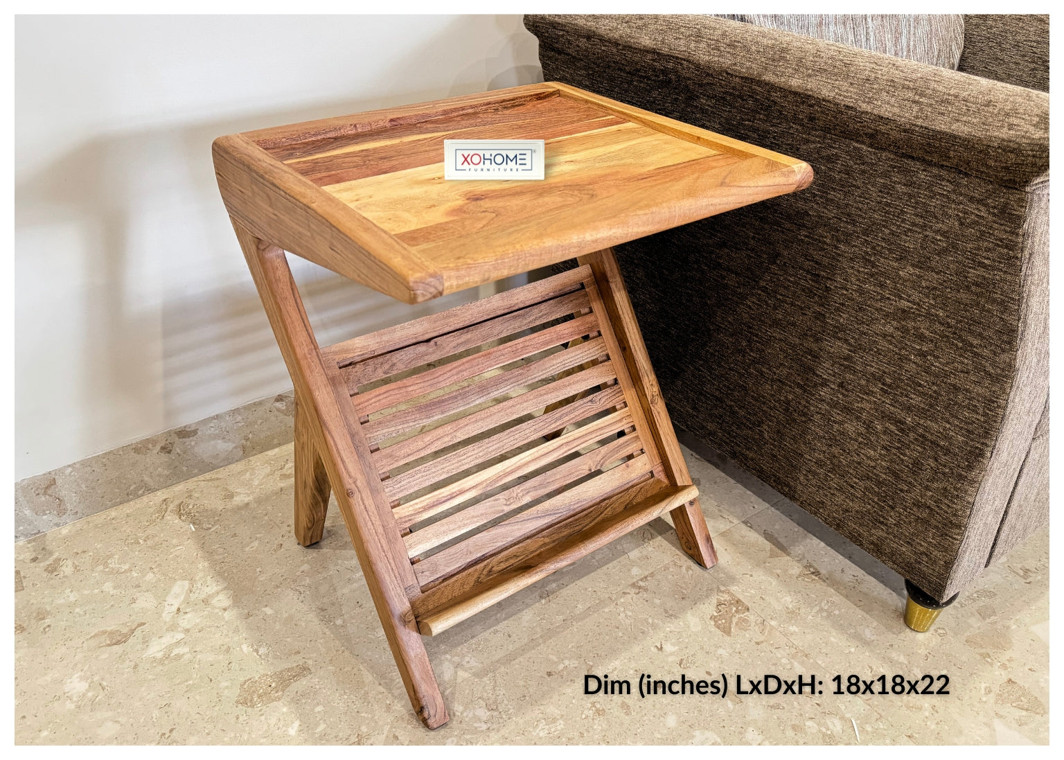 Solid wood Yoga End Table by XOHOME – stylish, durable, and space-saving. Features a raised-edge tabletop, storage for magazines & newspapers, and a modern, elegant design. Perfect for living rooms, bedrooms, and cozy corners. Premium craftsmanship, compact & sturdy build. Buy the best end table online!