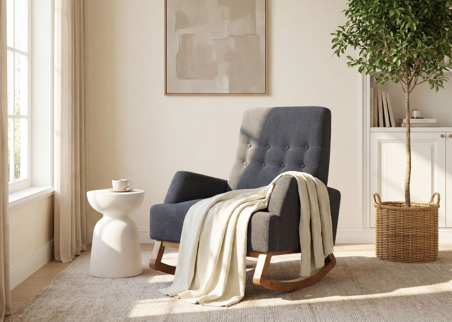 XOHOME Carol Rocking chair with a solidwood base that is available in 2 colors.