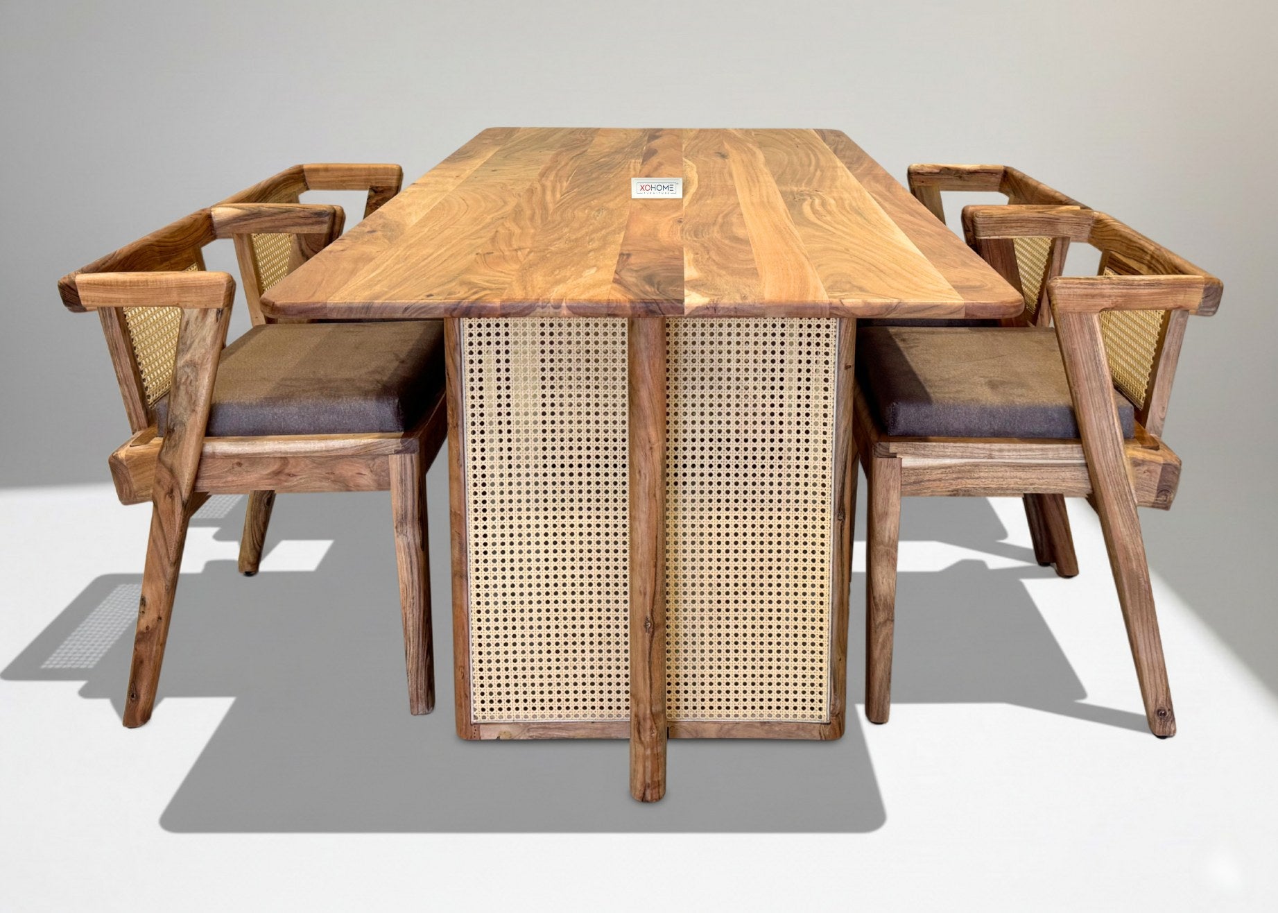 XOHOME INDRA DINING SET SOLIDWOOD TABLE TOP VIEW PLACED IN A WHITE BACKGROUND