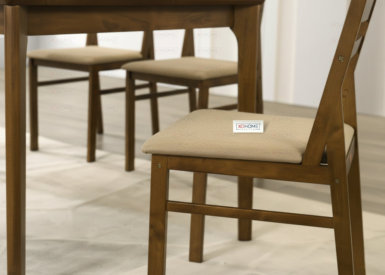 Starter Luxe 6 Seater Dining Set from XOHOME – full solidwood dining table and chairs with free delivery and festive season offers.