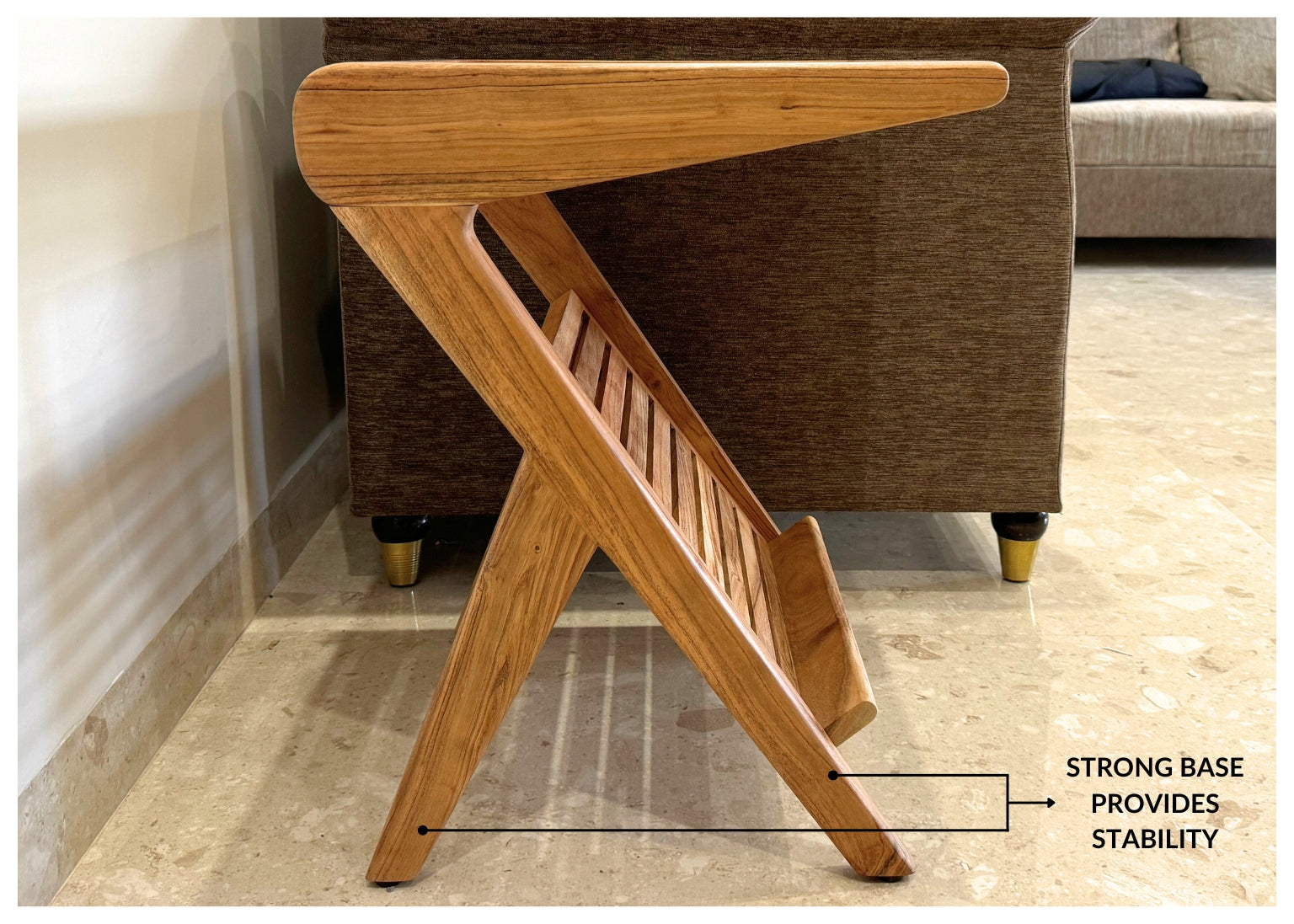 Solid wood Yoga End Table by XOHOME – stylish, durable, and space-saving. Features a raised-edge tabletop, storage for magazines & newspapers, and a modern, elegant design. Perfect for living rooms, bedrooms, and cozy corners. Premium craftsmanship, compact & sturdy build. Buy the best end table online!